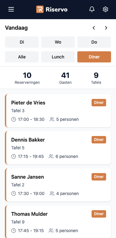 Riservo op mobiel